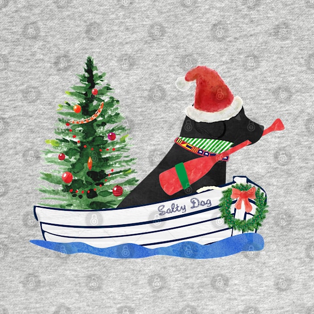 Nautical Preppy Black Lab Aboard The Christmas Salty Dog by emrdesigns